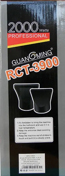 Foto do aviso oficial: Guangming Professional Hair Dryer Secador de cabelo — risco: Queimaduras & Choque elétrico