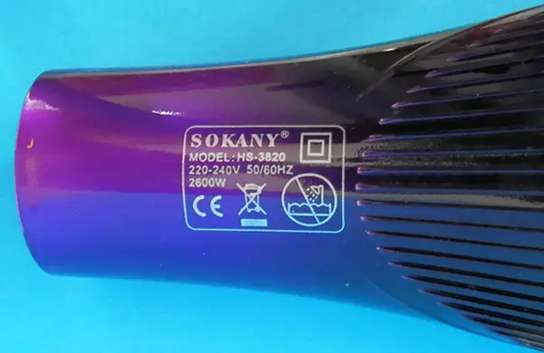 Foto dell’avviso ufficiale: Sokany Professional Hair Dryer Asciugacapelli — rischio: Ustioni & Scossa elettrica