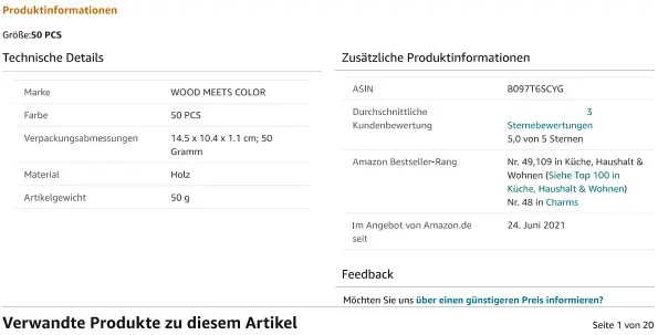 Zdjęcie z oficjalnego zgłoszenia: WOOD MEETS COLOR WOOD MEETS COLOR 50 Stück Schmuckanhänger zur Herstellung von Anhängerarmband-Teen Mädchen Ge — ryzyko: Chemiczne
