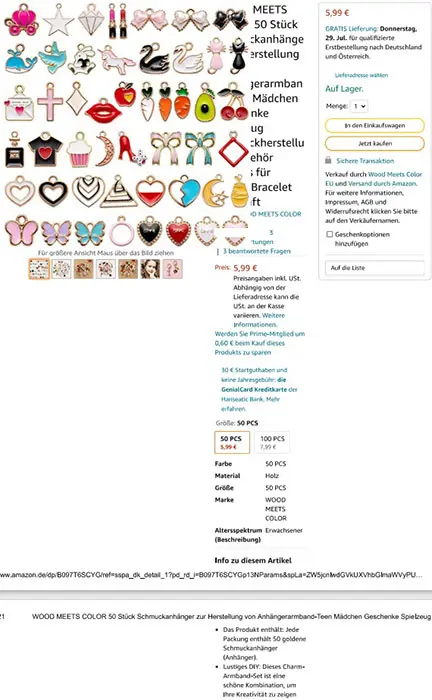Zdjęcie z oficjalnego zgłoszenia: WOOD MEETS COLOR WOOD MEETS COLOR 50 Stück Schmuckanhänger zur Herstellung von Anhängerarmband-Teen Mädchen Ge — ryzyko: Chemiczne