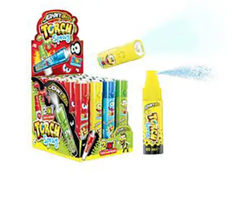 Foto do aviso oficial: Mada Sweet Johny Bee Torch Spray Tocha de brinquedo com doces — risco: Queimaduras & Químico