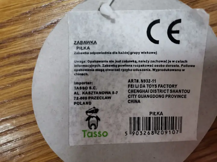 Foto dell’avviso ufficiale: Tasso Pilka Palla di plastica — rischio: Rischio chimico