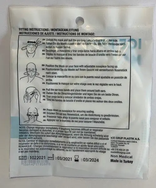 Photo de l’avis officiel: ICE Pro Mask ICE PRO MASK Masque filtre à particules — risque: Risque sanitaire/autre