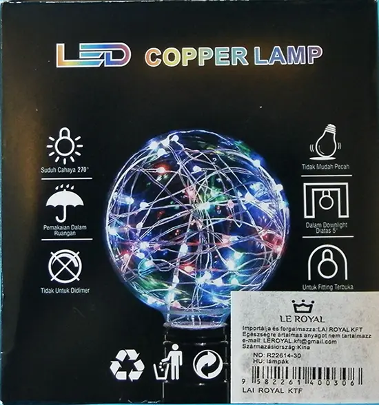 Photo from the official notice: LE ROYAL LED COPPER LAMP night light — electric shock risk