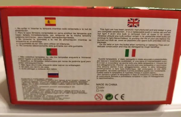 Foto do aviso oficial: Garland 100 LED bulbs Corrente de iluminação — risco: Choque elétrico