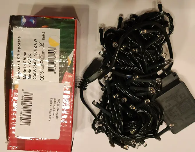 Foto do aviso oficial: Garland 100 LED bulbs Corrente de iluminação — risco: Choque elétrico