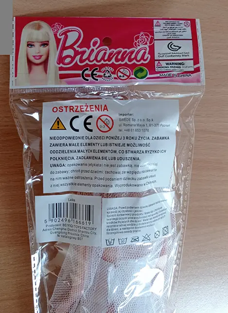 Foto do aviso oficial: Brianna Boneca de plástico — risco: Químico