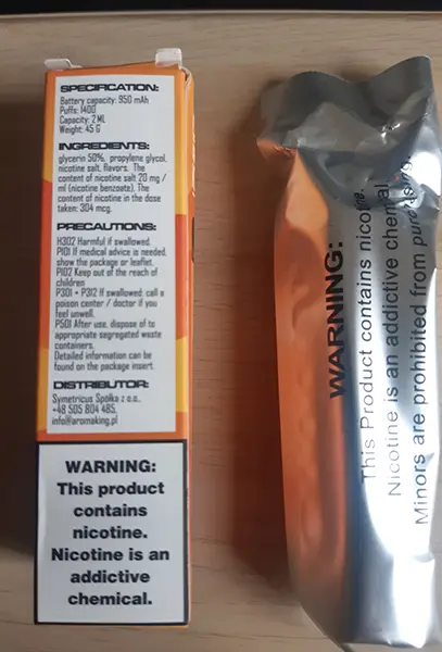 Photo from the official notice: Aroma King Queen 1400 puffs E-cigarette Disposable Aroma King Queen 1400 puffs E-cigarette Disposable disposab — chemical risk