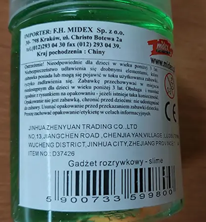 Photo de l’avis officiel: Midex Unicorn Crystal Mud Slime de jouet — risque: Risque chimique