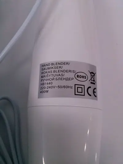 Foto do aviso oficial: standart Blender HB1440 Misturador de mão — risco: Choque elétrico
