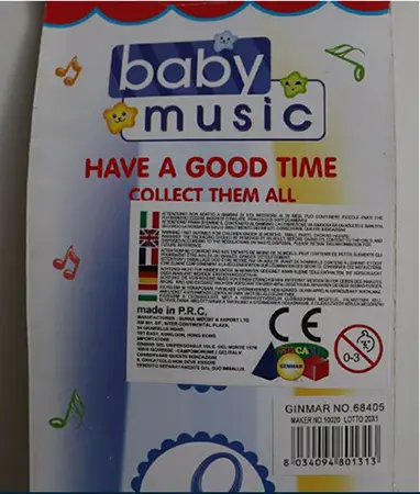 Foto do aviso oficial: baby music baby music Clarinete de brinquedo — risco: Engasgamento