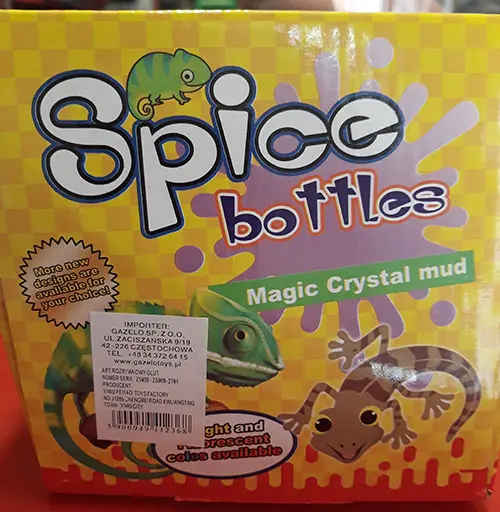 Photo de l’avis officiel: Spice bottles / Magic crystal mud Jouet slime — risque: Risque chimique