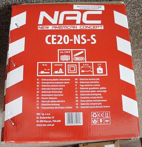 Photo de l’avis officiel: NAC Electric chainsaw Tronçonneuse électrique — risque: Blessures