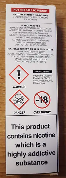 Zdjęcie z oficjalnego zgłoszenia: SMOK VVOW SMOK VVOW 20 mg/ml (2%) nicotine concentration Jednorazowy papieros elektroniczny — ryzyko: Chemiczne