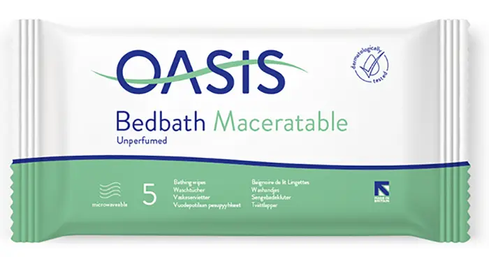 Foto aus der offiziellen Meldung: Oasis Oasis Bedbath Maceratable Perfumed; Oasis Bedbath Maceratable Unperfumed Bettwäschetücher — Risiko: Mikrobiologisches Risiko