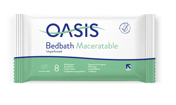 Foto aus der offiziellen Meldung: Oasis Oasis Bedbath Maceratable Perfumed; Oasis Bedbath Maceratable Unperfumed Bettwäschetücher — Risiko: Mikrobiologisches Risiko