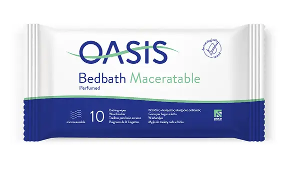 Foto aus der offiziellen Meldung: Oasis Oasis Bedbath Maceratable Perfumed; Oasis Bedbath Maceratable Unperfumed Bettwäschetücher — Risiko: Mikrobiologisches Risiko
