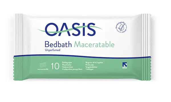 Foto aus der offiziellen Meldung: Oasis Oasis Bedbath Maceratable Perfumed; Oasis Bedbath Maceratable Unperfumed Bettwäschetücher — Risiko: Mikrobiologisches Risiko