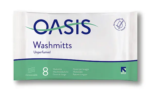 Foto do aviso oficial: Oasis Oasis Washmitts; Oasis Washmitts Unperfumed Luva para limpeza da pele — risco: Microbiológico