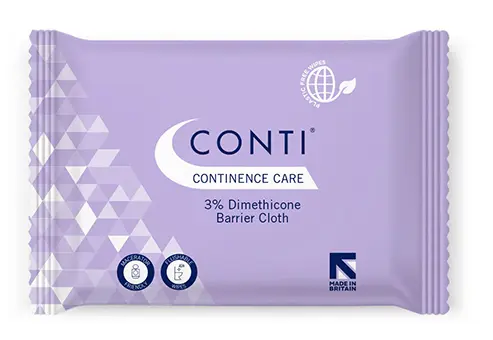 Photo from the official notice: Conti Conti Continence Care 3% Dimethicone Barrier Cloth cleansing wet wipe — microbiological risk