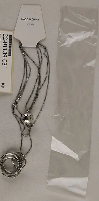 Photo de l’avis officiel: Fashion Jewelry Fashion Jewelry Collier — risque: Risque chimique
