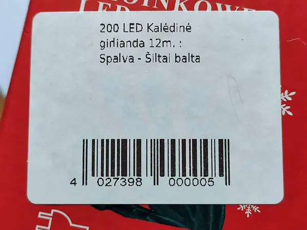 Foto do aviso oficial: 200 Lights LAMPKI CHOINKOWE LED Correntes de iluminação — risco: Choque elétrico