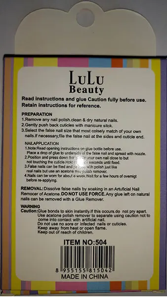 Photo de l’avis officiel: LULUBeauty Faux ongles — risque: Risque chimique (A12/00693/22)