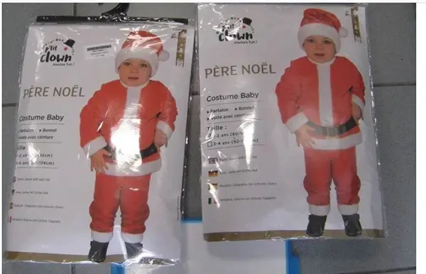 Foto aus der offiziellen Meldung: P'tit Clown Père Noël - Costume Baby Ausgefallenes Kleid — Risiko: Chemikalie