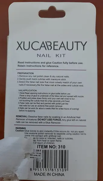 Foto dell’avviso ufficiale: Xucai Beauty NAIL KIT - Y APPLICATION Chiodi falsi — rischio: Rischio chimico