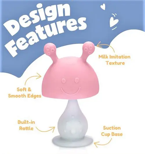 Photo de l’avis officiel: Mushroom Teether Toys for Newborn Babies, Toddlers, Infants, Relieve Sore Gum - BPA-Free Chew Toy Dentier bébé — risque: Suffocation