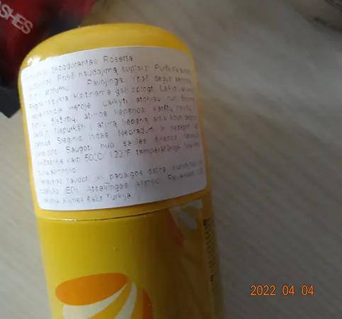 Foto uit de officiële melding: C.r.e.a.® Rosetta Sun Dance for Woman Perfume Spray Deodorant spray — risico: Chemische risico's