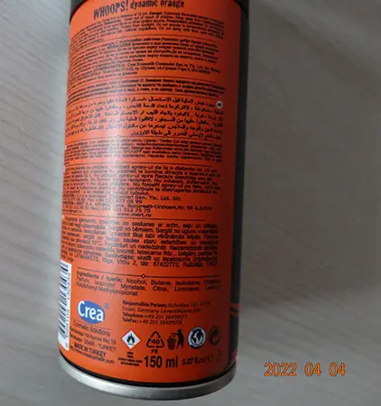 Photo de l’avis officiel: C.r.e.a.® Whoops! Dynamic Orange For Men Perfume Spray Pulvérisation de déodorant — risque: Risque chimique