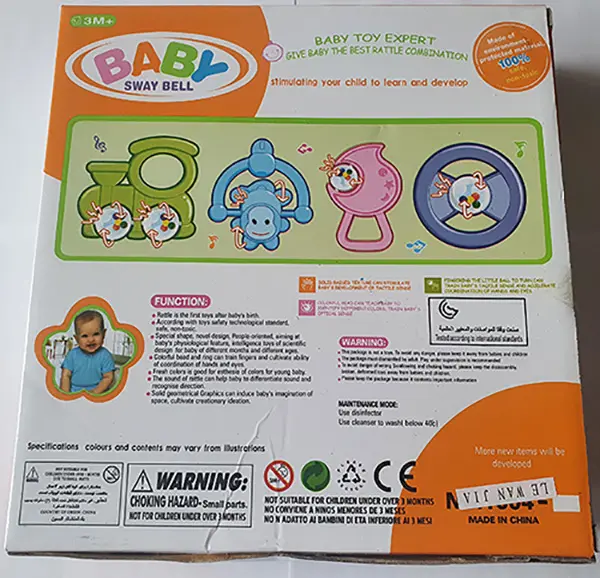 Foto aus der offiziellen Meldung: Beile BABY SWAY BELL Rassel Spielzeug Set — Risiko: Ersticken