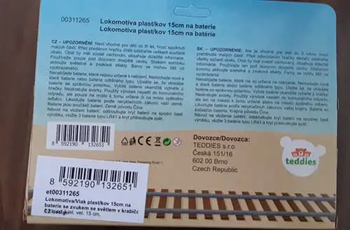 Foto dell’avviso ufficiale: Lokomotiva/Vlak Giocattolo a batteria — rischio: Ambiente