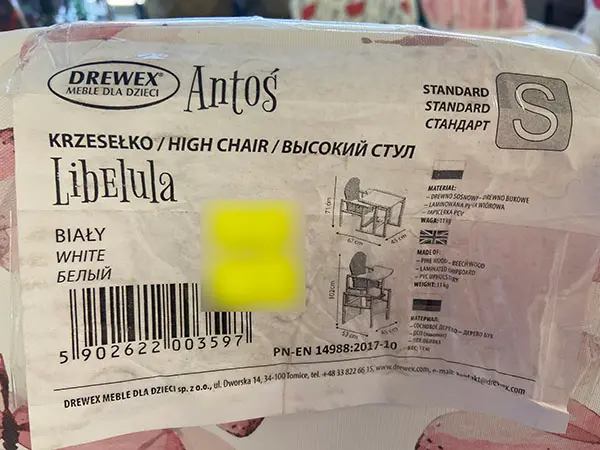 Photo de l’avis officiel: Drewex ANTOS Chaise haute pour enfants — risque: Blessures