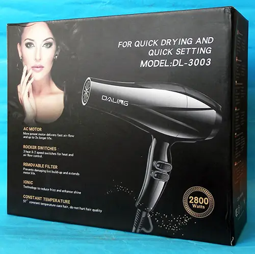 Foto do aviso oficial: DALING Professional Hair Dryer Secador de cabelo — risco: Queimaduras & Choque elétrico