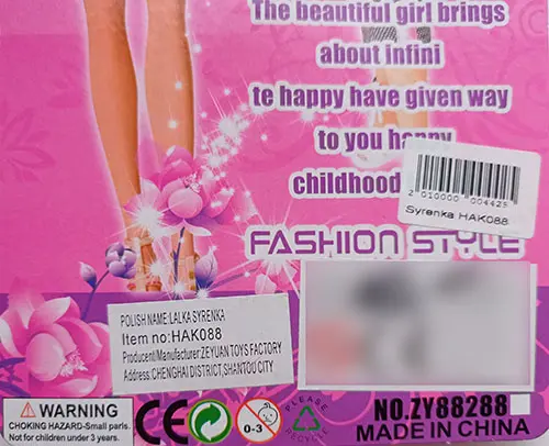 Photo de l’avis officiel: Lalka Syrenka Poupée en plastique — risque: Risque chimique
