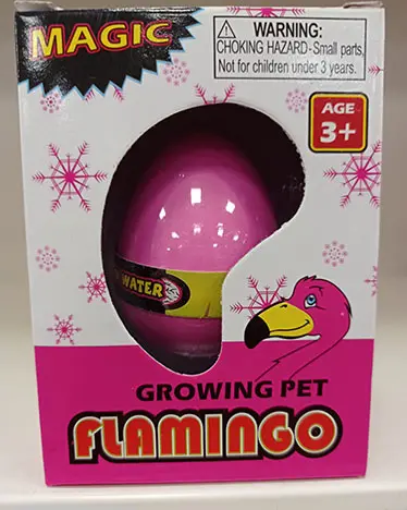 Photo de l’avis officiel: Growing pet flamingo Jouet extensible — risque: Étouffement & Blessures