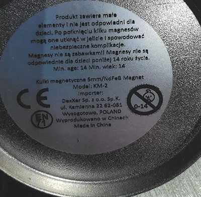 Foto do aviso oficial: Kulki magnetyczne 5mm / NdFeB Magnet Bolas magnéticas — risco: Ferimentos