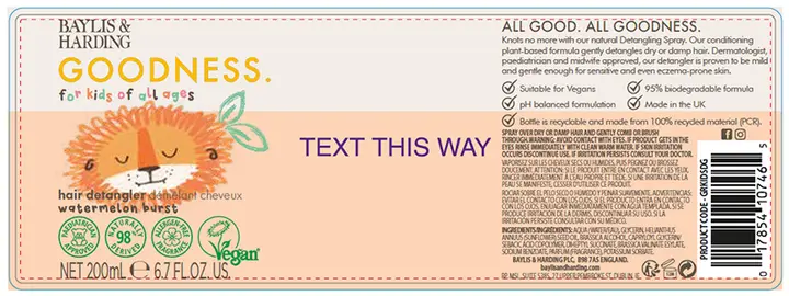 Photo from the official notice: Baylis &amp; Harding Goodness Hair Detangler Watermelon Burst — microbiological risk
