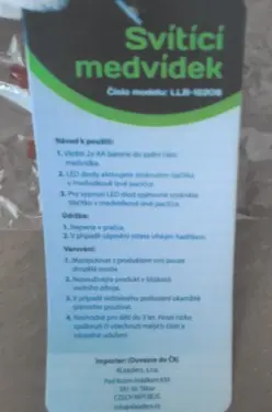 Foto do aviso oficial: Svítící medvídek Brinquedo da pilha — risco: Ambiente