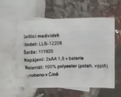 Foto do aviso oficial: Svítící medvídek Brinquedo da pilha — risco: Ambiente
