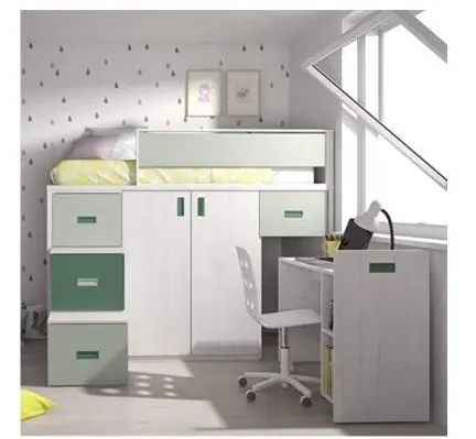 Foto do aviso oficial: ROS Lit mezzanine avec bureau amovible et armoire Cama em loft — risco: Ferimentos