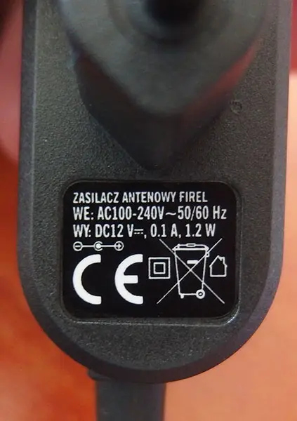 Foto uit de officiële melding: dpm Zasilacz antenowy Firel Voeding — risico: Milieu