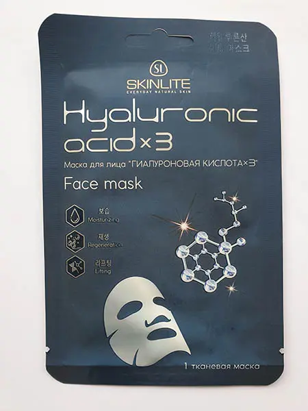 Foto aus der offiziellen Meldung: Skinlite Skinlite Hyaluronic acid x 3 Face mask Kosmetische Gesichtsmaske — Risiko: Chemikalie