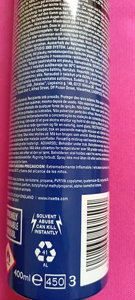 Foto uit de officiële melding: Studio 2000 System Professional Mouse Pro-vitamin B5 Haarstyling mousse — risico: Chemische risico's