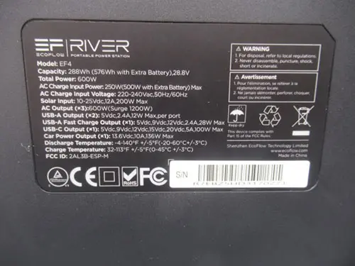 Photo de l’avis officiel: EcoFlow RIVER 600 Portable power station Centrale électrique portable — risque: Choc électrique