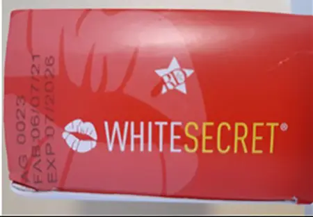 Photo de l’avis officiel: Rodis White Secret Crème pour la peau — risque: Risque chimique