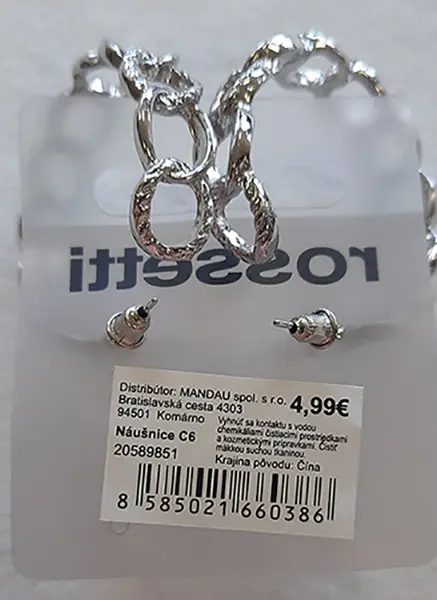 Foto dell’avviso ufficiale: rossetti Earrings C6 Orecchini — rischio: Rischio chimico