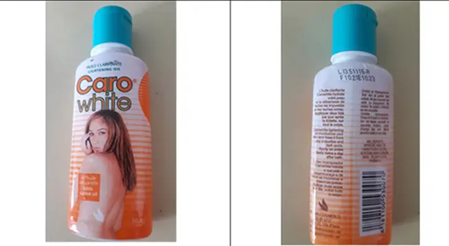 Foto aus der offiziellen Meldung: Dream Cosmetics Caro White Hautcreme/Seife — Risiko: Chemikalie